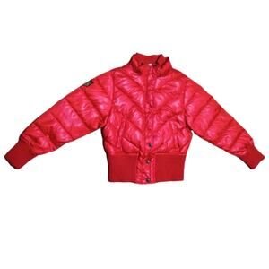 Triple F.A.T. Goose fire engine red goose down bomber puffer coat